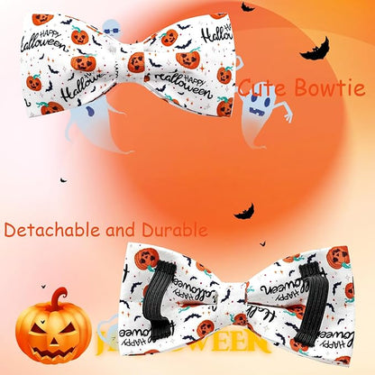Halloween Dog Collar, Pet Collar Bow Pumpkin Pet Collar Girl Boy Holiday Collars Gift Bow Cute Soft Puppy Collars for Large Dogs