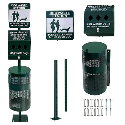 Dog Waste Station, 12 Gallons Pet Waste Bin, Outdoor Dog Waste Disposal System, for Backyard Commercial Park