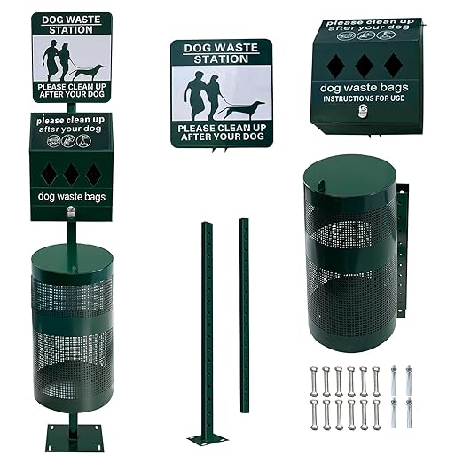 Dog Waste Station, 12 Gallons Pet Waste Bin, Outdoor Dog Waste Disposal System, for Backyard Commercial Park