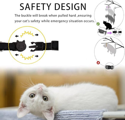 Breakaway Cat Collar with Airtag Holder,Kitten Collar with Apple Air Tag Holder and Bell for Girl Boy Cats, 0.4 Inches in Width and Lightweight. (Blue Flower)