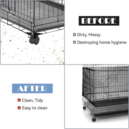 Bird Cage Cover 2 Pcs Universal Bird Cage Seed Catcher Parrot Nylon Mesh Net Cover Stretchy Mesh Skirt Covers for Round Square Cages