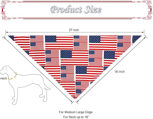 American Flag Dog Bandanas,4th of July Dog Bandana,Large Summer Triangle Patriotic Scarves for Memorial Day and Independence Day,Pet Outfits for Boys and Girls,Red,White & Blue(2PCS,Large)