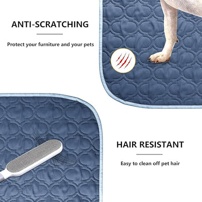 Waterproof Blanket for Bed, Reversible Dog Couch Cover Pet Sofa Furniture Protector Machine Washable King Size(82x102 Inch, Lightblue+Darkblue)