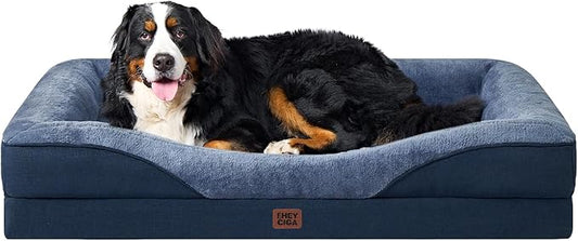 EHEYCIGA Orthopedic XXL Dog Bed for Large Sized Dog, 52x41x8 Inch Extra Large Memory Foam Dog Couch Bed with Sides, Waterproof Liner & Washable Removable Cover, Bolster Pet Sofa, Navy