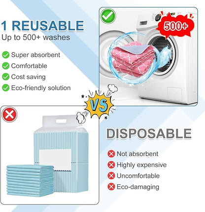 OUTCREATOR® Washable Bed Pads 34" x 76" (Pack of 2), Incontinence Mattress Protector, Anti-Slip Waterproof Underpads for Adults Kids Elderly Pets, Absorbency & Reusable Bedwetting Pads (Pink)