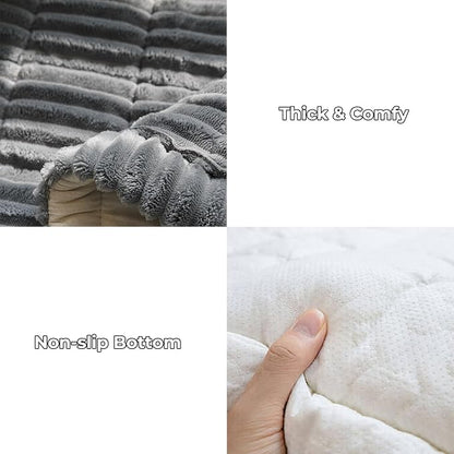 FUNNY FUZZY Pet Couch Covers for Sofa, Flannel Dog Couch Cover for Dogs Washable, Sofa Cover Furniture Protector Pet-Friendly Sofa Cover for Dogs & Kids (Dark Gray, 27.6"×59.1")
