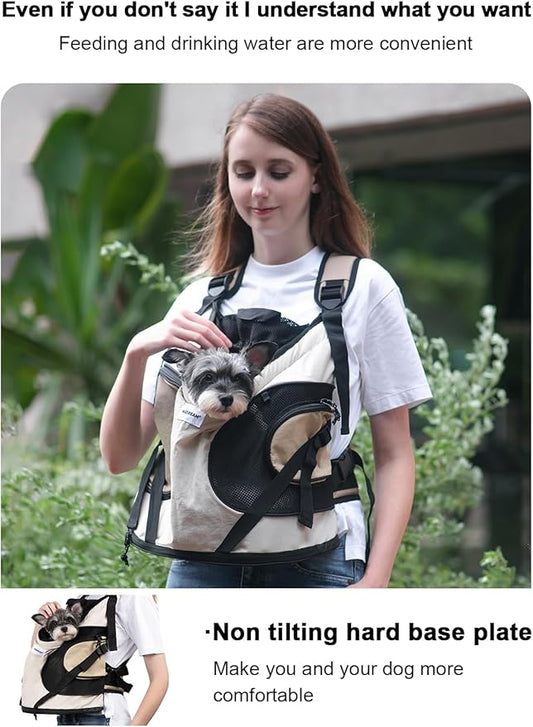 Dog Carriers for Small Dogs,Dog Backpack with 2 Pocket for Travel,Comfortable Dog Front Carrier Suitable for Dogs 8-18 pounds Machine Washable (Beige)
