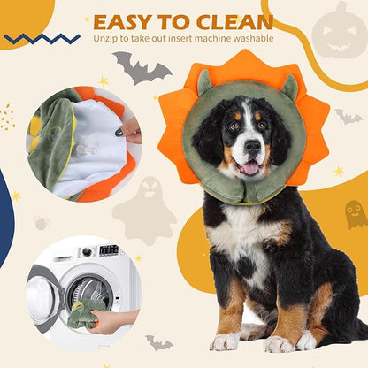 IEUUMLER Inflatable Recovery Dog Collar, Protective Donut Cone, Adjustable Soft Collar for Dog and Cat After Surgery Prevent from Biting & Scratching EU002 - Green Demon L