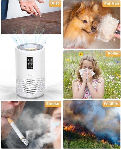 Air Purifiers for Home Large Room up to 1600ft², VEWIOR H13 True HEPA Air Purifier for Bedroom with night light, Fragrance Sponge, Sleep Mode, Timer, Lock, Pesticide