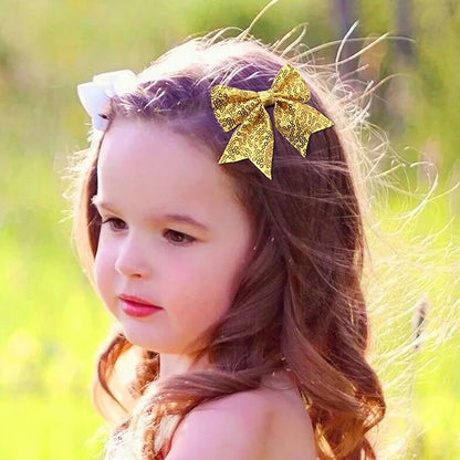 3-inch Sequined Bow Hair Clips For Baby Girls, Toddler, Kids and Young Women Birthday Party Wedding Christmas Occasions Pet Accessories Set of 2 (Red)