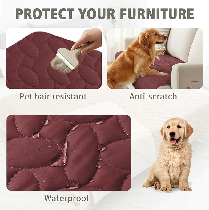 Ameritex Waterproof Pet Bed Cover Anti-Slip Dog Bed Blanket for Sofa and Furniture Waterproof New Pattern Design (Burgundy, 30x80 Inch (Pack of 1))