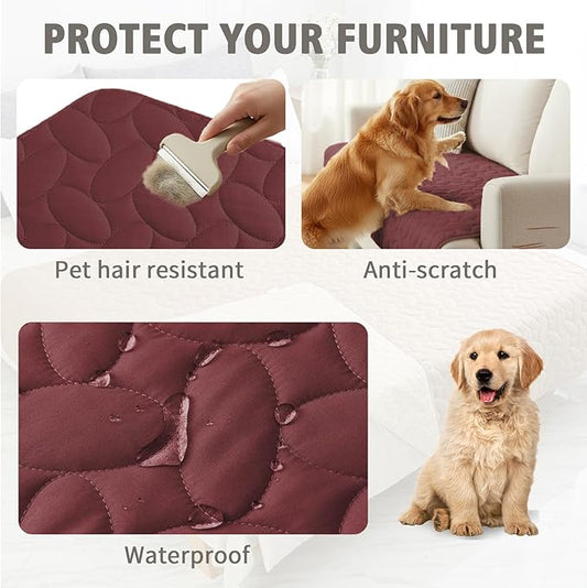 Ameritex Waterproof Pet Bed Cover Anti-Slip Dog Bed Blanket for Sofa and Furniture Waterproof New Pattern Design (Burgundy, 30x80 Inch (Pack of 1))