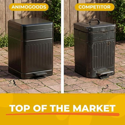 Small Dog Poop Trash Can Outside, 1.3 Gal Stainless Steel Dog Waste Trash Can, Waterproof Small Poop Bucket Outdoor with Lid, Poop Pail for Dogs, Dog Poop Bin Outdoor with Odor Control (Black)