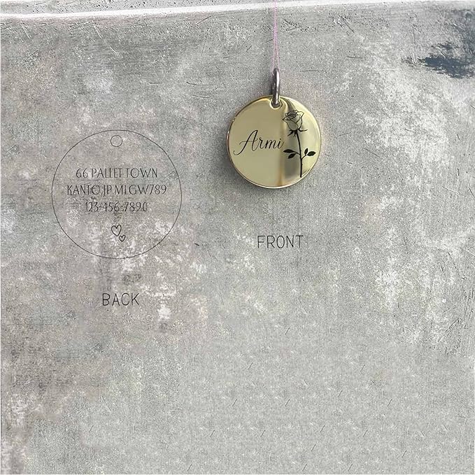 Cats Dogs ID Tags Personalized Engraving Birth Flowers Pattern for Custom Pets Collar Accessories Brass Copper Small Round Name Plate