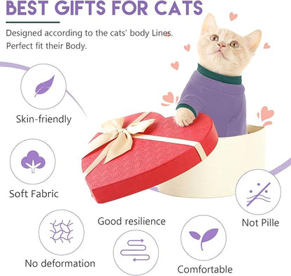 Sticky Cat Clothes Stretchy, Sphynx Hairless Sweater & Pajamas for Cats only, Soft Cat Onesie for Cats After Surgery Female Male & Hair Loss Prevention, Purple 2XL