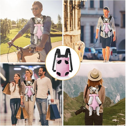 YUDODO Pet Dog Carrier Backpack Adjustable Dog Front Carrier, Legs Out Easy-Fit Dog Travel Backpack Carrier for Hiking Camping for Small Medium Dogs Cats and Rabbits (Medium, Pink)