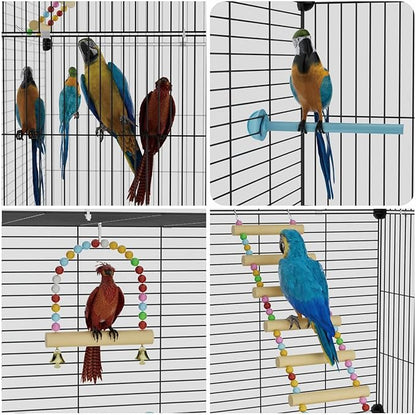Big Flight Bird Cage, Black Parakeet Cages with Rolling Stand & Wheels, Wide Birdcage for Parrots Cockatiels Conure Budgie Canary Finch Lovebird
