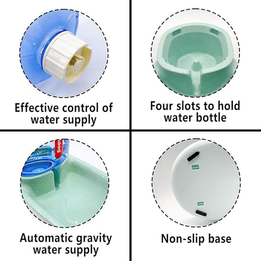 Kathson Gravity Dog Water Dispenser - Automatic Cat Drinking Station, 1 Gallon Large Capacity Puppy Water Bowl for Small & Medium Dogs & Cats, Green