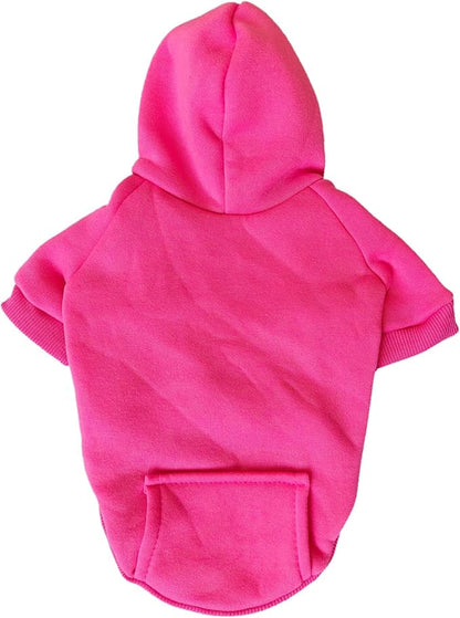 Jecikelon Winter Dog Hoodie Sweatshirts with Pockets Warm Dog Clothes for Small Dogs Chihuahua Coat Clothing Puppy Cat Custume (Rose red, XX-Small)