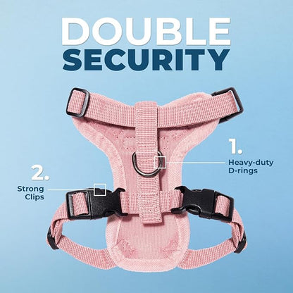 Voyager Step-in Lock Adjustable Cat Harness w. Cat Leash Combo Set with Neoprene Handle 5ft - Supports Small, Medium and Large Breed Cats by Best Pet Supplies - Pink, S (Pack of 2)
