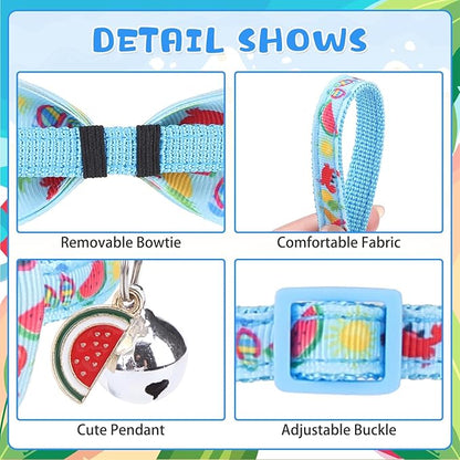 KOOLTAIL Breakaway Cat Collars for Boy Cats with Bow Tie and Bell, 3 Pack Fancy Ocean Theme Kitten Collars with Cute Charm Pendant & Safety Buckle, Adjustable Soft Collars for Boys Girls Kitty