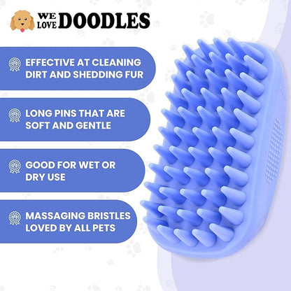 Dog Grooming Bath Brush, Pet Rubber Brush for Shower Scrubbing & Soothing Massage, Ideal for Long & Short Haired Dogs and Cats, Essential Puppy Grooming Accessories, 2 Pack [We Love Doodles]
