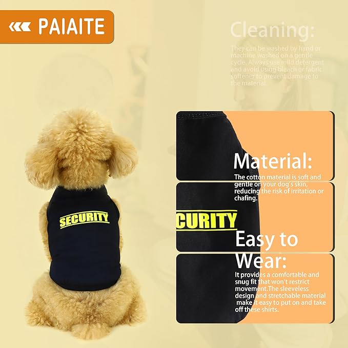 Discover Cozy Cotton Canine Wear: Soft, Lightweight, and Breathable Dog Shirt Vest with Eye-Catching Graphics(Security), Keeping Your Furry Friend Warm and Comfy! Black 3XL