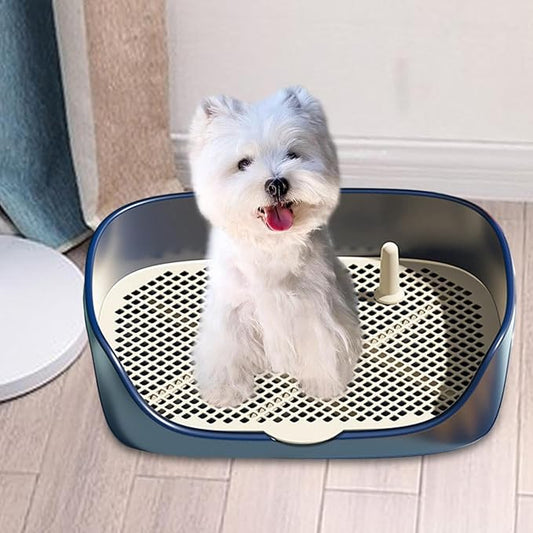 Dog Tray with Wall for Cats and Dogs, Elevated Pet Feeding Station, Wall-Mounted Pet Bowl Tray with Barrier, Multi-Level Pet Food Dispenser for Clean Feeding- Blue S