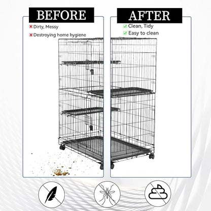 2PCS Adjustable Bird Cage Cover, Bird Cage Seed Catcher, Large Birdcage Cover, Airy Nylon Guard Net for Parrot Parakeet Macaw Round Square Cages (Black, White)