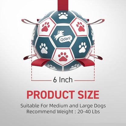 QDAN Dog Balls, World Cup Soccer Ball with Straps, Durable Herding Balls for Small Medium Pet, Puppy Birthday Gifts, Dog Water Toy, Pet Toys Puppy Ball (6 Inch)