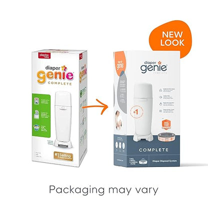 Playtex Diaper Genie Complete Pail with Built-In Odor Controlling Antimicrobial, Includes Pail & 1 Refill, White , 8.36 Pound