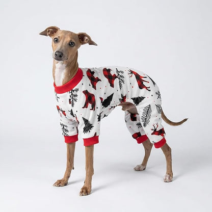 Fitwarm Reindeer Dog Christmas Pajamas, Winter Doggy Clothes for Small Dogs Boy Girl, Fleece Dog Onesie with Feet, Holiday Pet Outfit, Black, White, Red, Medium