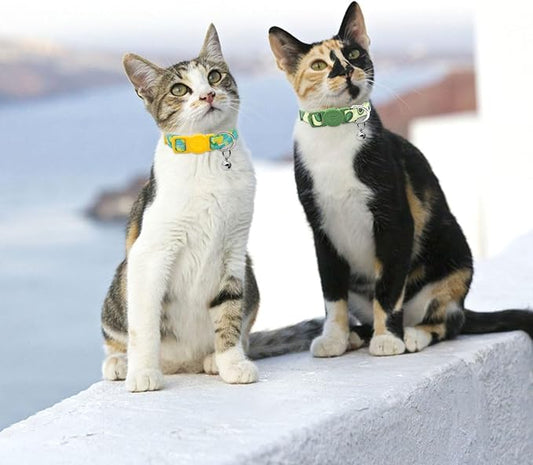 azuza 4 Pack Cat Kitten Collar Breakaway with Bell Quick Release Safe Buckle Adjustable Cat Kitten Collar
