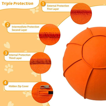 Herding Ball for Dogs, Dual Layered Herding Dog Ball Set for Australian Shepherd, Cattle, Collie, for Dog, Agility Equipment- Free Training Book (Orange, 18 inch)