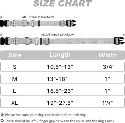 Martingale Dog Collar, Adjustable Nylon Reflective Collar with Buckle No Pull Dog Collar for Small Medium Large Dogs (Grey, M)