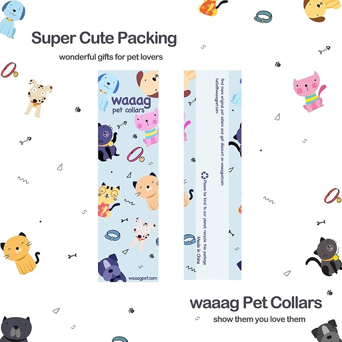 WAAAG Cat Collars, Gold Moons and Stars Cat Collar, Safety Breakaway Cat Collar, Glow in The Dark (Kitten 6.5"-10" Neck, Scarlet)
