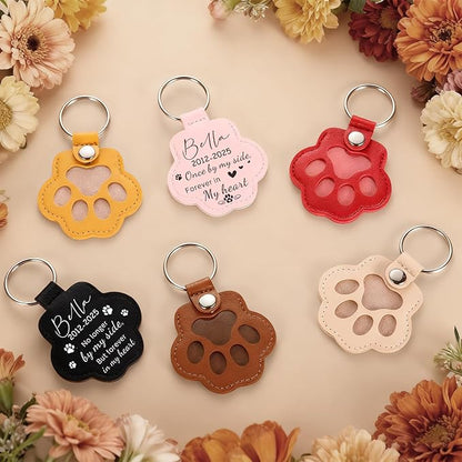 Eunigem Personalized Pet Hair Keychain for Dogs Cats-Custom Paw Keychains for Dog Hair-Shaped Leather Keychain,Pet Memorial Gifts Remembrance Accessory Refillable Keepsake for Bag or Key (Color-4)