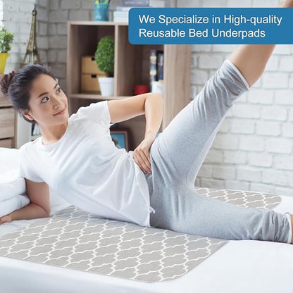 OUTCREATOR® Washable Bed Pads 34" x 36" (Pack of 4), Incontinence Mattress Protector, Anti-Slip Waterproof Underpads for Adults Kids Elderly Pets, Absorbency & Reusable Bedwetting Pads (Gray)