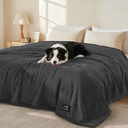 Waterproof Pet Blanket, Liquid Pee Proof Dog Blanket for Sofa Bed Couch, Reversible Sherpa Fleece Furniture Protector Cover for Small Medium Large Dogs Cats, Black Small（40" x 28"）