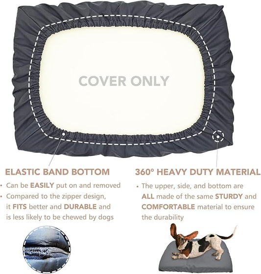 Dog Bed Cover Waterproof Replacement Machine Washable Covers for 41x27 Inch Dog Bed Heavy Duty Scratch Resistant Mattress Protector Pet Bed Cover Only Grey