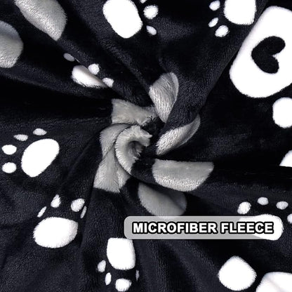 Dog Blanket, Soft Fleece Dog Blankets for Extra Large Dogs, Fluffy Flannel Pet Cat Puppy Blanket Mat Cover for Bed Couch, Cute Paw Print Throw Blanket for Dogs, Black 80"X60"