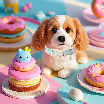 Adjustable Summer Dog Collar, Cute Mint Dessert Dog Collars for Puppy Small Dogs, Lightweight Quick-Release Buckle Collar for Boy&Girl Dogs XS