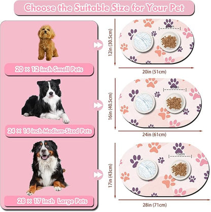 Cat Food Mat Small - 20''x12'' Absorbent Cat Feeding Mat, Pet Water Mats Protect Floor, No Stains Quick Dry Pet Placemats for Food and Water Bowl, Non-Slip Base Cats Bowl Mats for Messy Drinkers