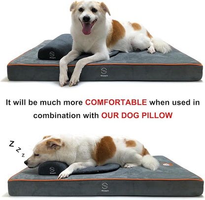 Hard-Wearing Orthopedic Dog Bed for Crate, 47x29 Inch, Made of Memory and HR Foam, Two-Sided Use, Providing Soft and Relatively Hard Support, with an Extra Inner Waterproof Protector (Gray)
