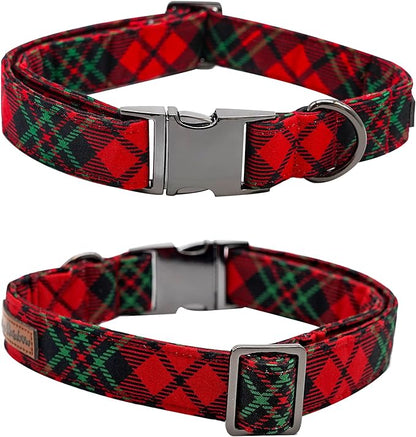 Dog Collar, Christmas Plaid Pet Collar Bow Holiday Bows Girl Boy Bow Dog Collars Puppy Adjustable Pet Collar for Small Dogs