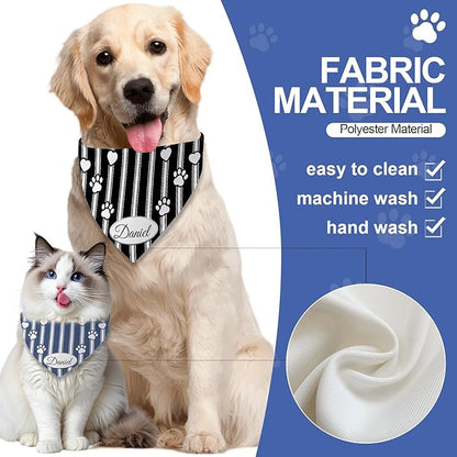 Personalized Dog Bandana Custom Name & Design, Premium Custom Dog Bandana for Small Medium Large Dogs, Soft Fabric Pet Scarf Personalized Pet Accessories Gift (Premium Elegant, Large)