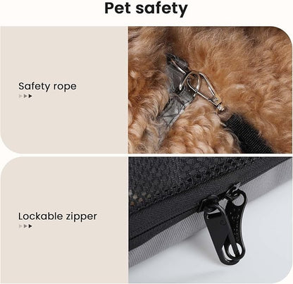 Dog Car Carrier Light Weight 24×17.7×20.5in, Dog Carrier Easy to Assemble, Dog Car Crate Portable and Breathable, Foldable Pet Carrier for Indoor and Outdoor, Dog Travel Crate with Curtain Gray