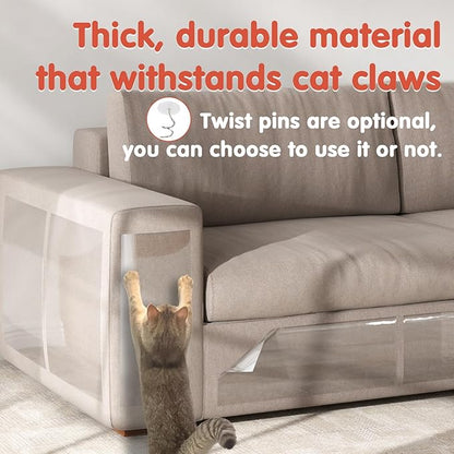 18 PCS Large Cat Scratch Furniture Protector, Transparent Couch Protector from Cat Claws, Single-Sided Self Adhesive Anti Pet Deterrent Sofa Cover, 14IN