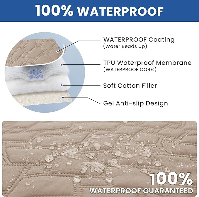 Waterproof Couch Covers for Pets, Waterproof Dog Bed Cover, Anti-Slip Soft Dog Blankets, Couch Cover for Dogs Washable, Pet Blanket for Puppy Large Dogs Cat (30x70 Inch, Khaki)