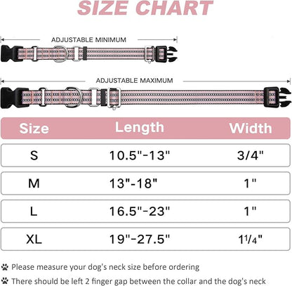 Martingale Dog Collar, Adjustable Nylon Reflective Collar with Quick Release Buckle (Light Pink, Small)